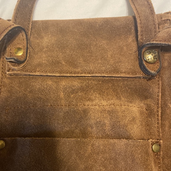 Patricia Nash Casape Backpack in Burnished Suede Cognac, braided trim, durable - Picture 13 of 15